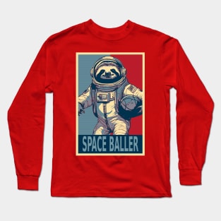 Astronaut Sloth Space Baller Funny Long Sleeve T-Shirt